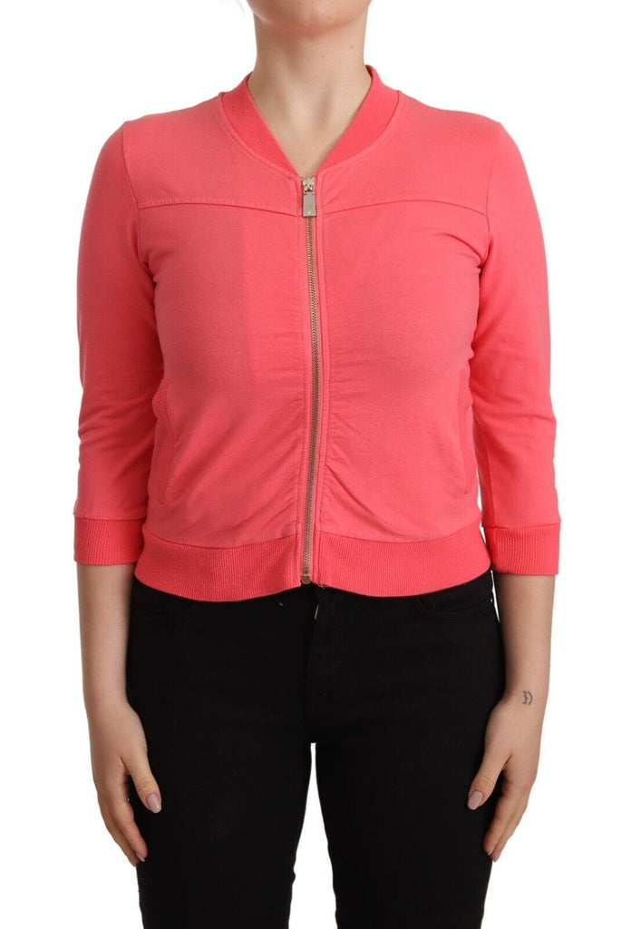 Blumarine Pink 3/4 Sleeve Zip Embellished Sweater Blumarine