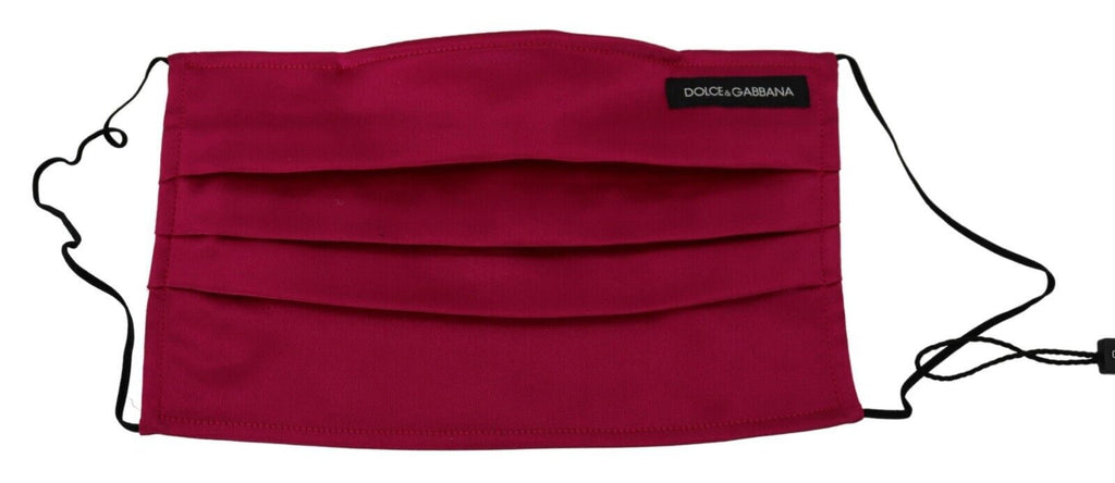 Dolce & Gabbana Maroon Silk Pleated Elastic Ear Strap One Size Face Mask - Luxe & Glitz