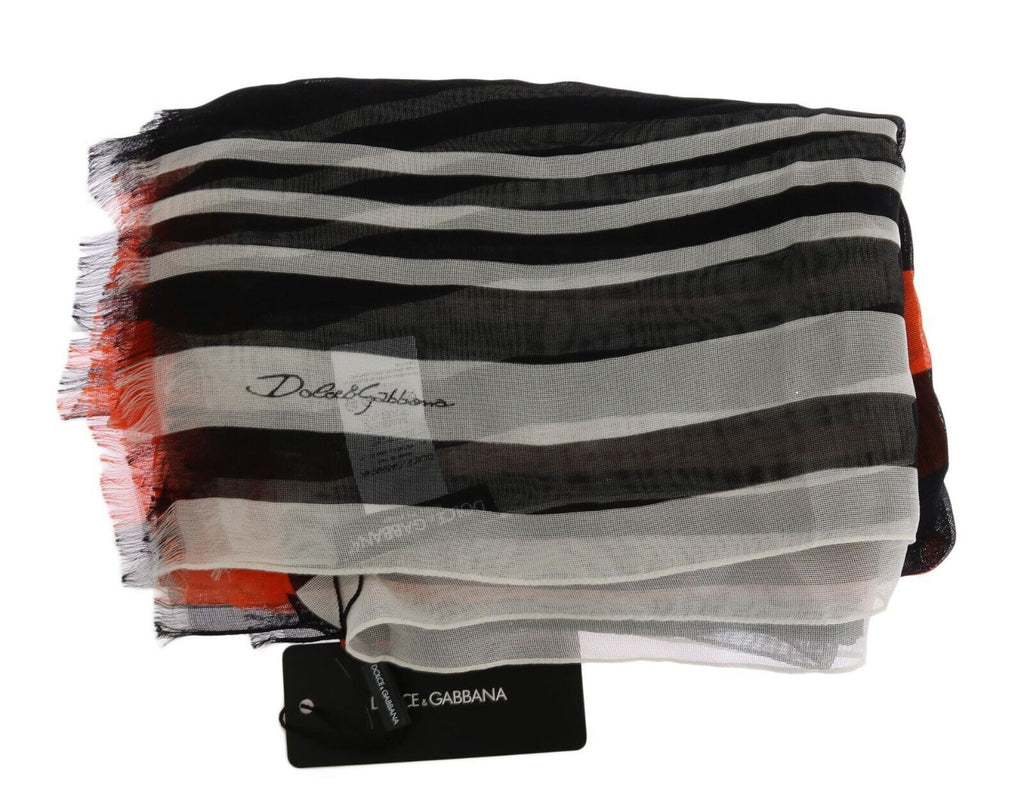 Dolce & Gabbana Multicolor Striped Silk Shawl Fringes Scarf - Luxe & Glitz