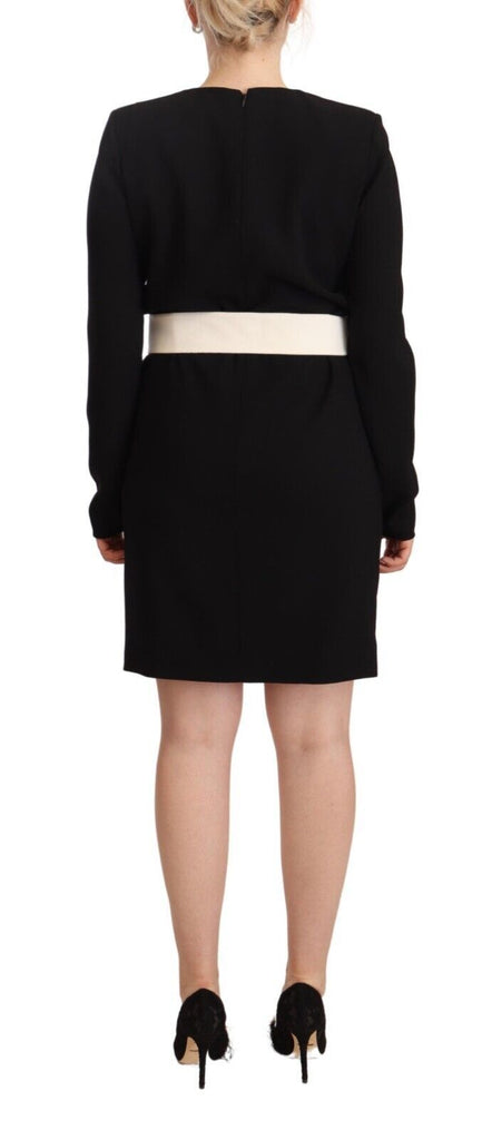 Givenchy Black Wool Long Sleeves Belted Mini Sheath Dress Givenchy