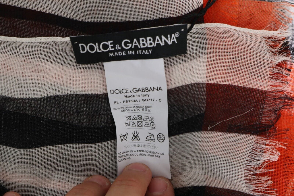 Dolce & Gabbana Multicolor Striped Silk Shawl Fringes Scarf - Luxe & Glitz