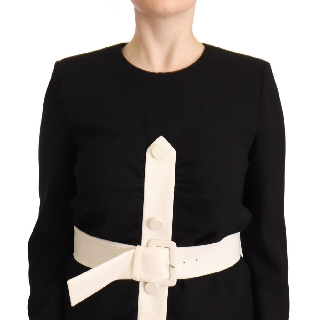 Givenchy Black Wool Long Sleeves Belted Mini Sheath Dress Givenchy