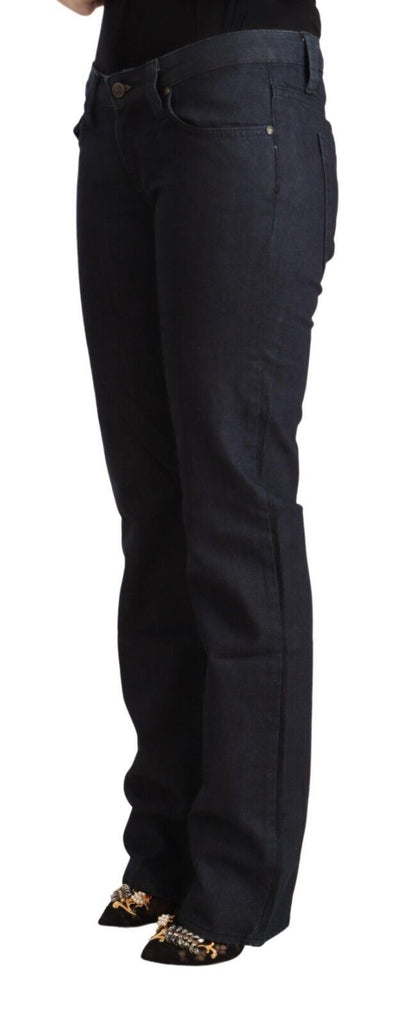 Exte Dark Blue Cotton Stretch Low Waist Straight Denim Jeans Exte