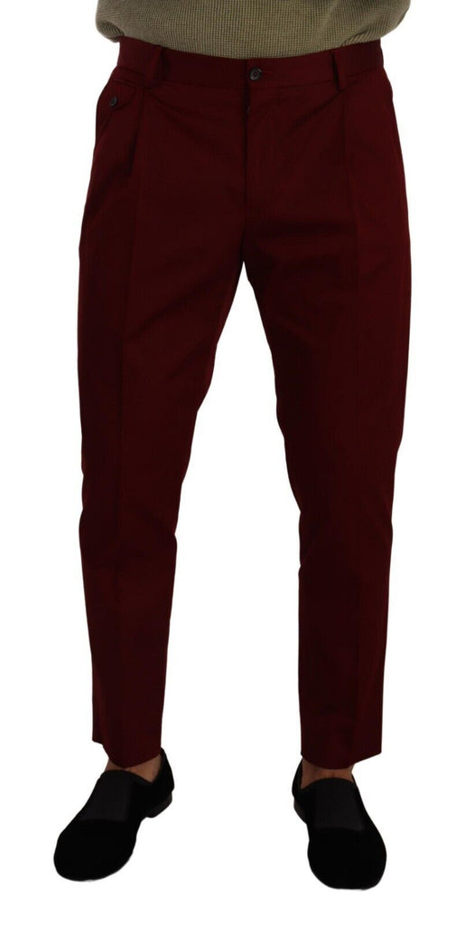 Dolce & Gabbana Dark Red Cotton Mens Chinos Trouser Dress Pants Dolce & Gabbana