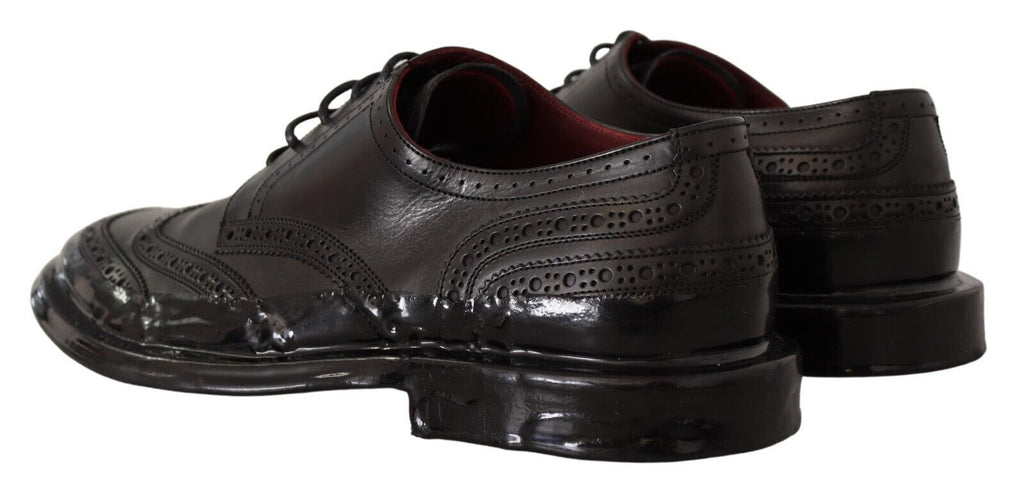 Dolce & Gabbana Black Leather Oxford Wingtip Formal Derby Shoes Dolce & Gabbana