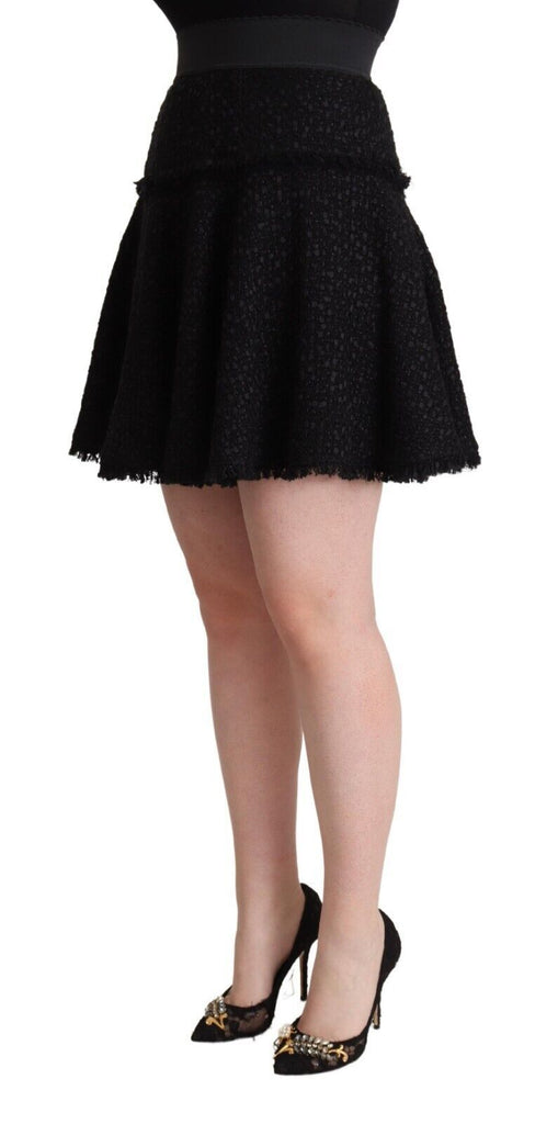 Dolce & Gabbana Black Knitted Nylon High Waist Mini A-line Skirt Dolce & Gabbana
