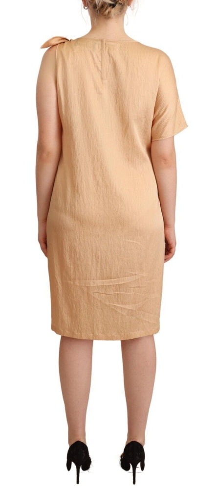 Moschino Beige One Sleeve Knee Length Shift Dress Moschino