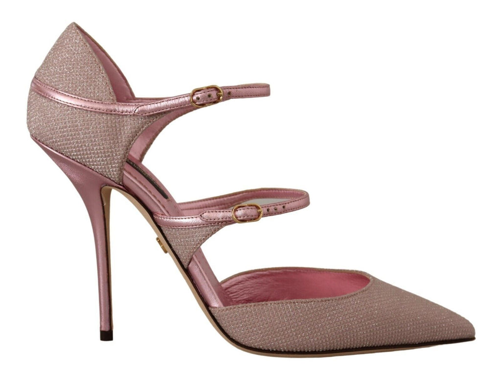 Dolce & Gabbana Pink Glittered Strappy Sandals Mary Jane Shoes Dolce & Gabbana