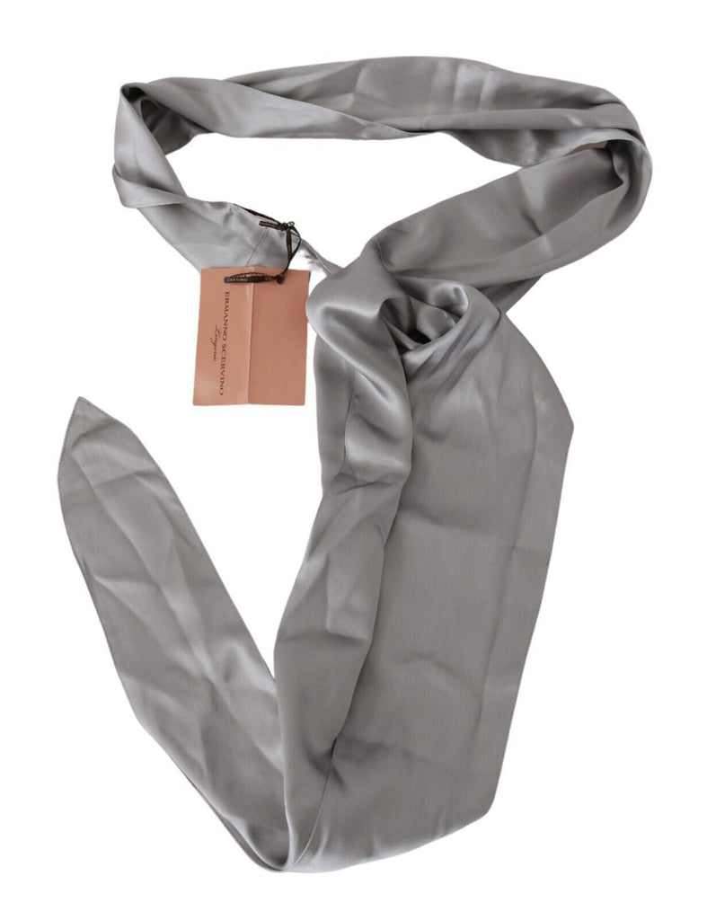 Ermanno Scervino Metallic Silver Silk Neck Wrap Shawl Scarf - Luxe & Glitz