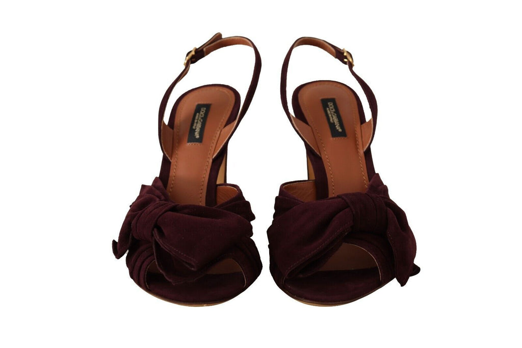 Dolce & Gabbana Dark Purple Suede Ankle Strap Sandals Shoes Dolce & Gabbana