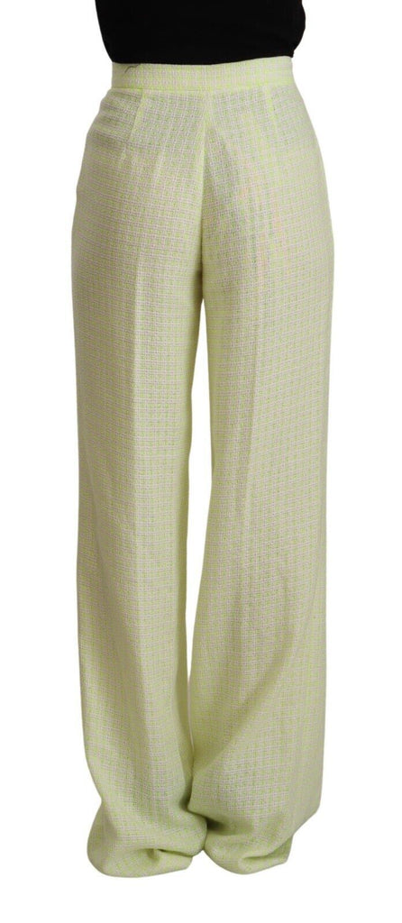 MSGM Yellow Green Cotton High Waist Straight Long Pants MSGM