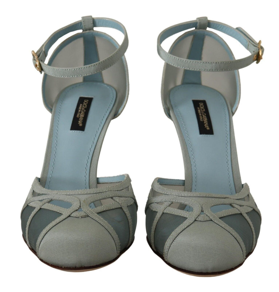 Dolce & Gabbana Blue Mesh Ankle Strap Heels Sandals Shoes Dolce & Gabbana