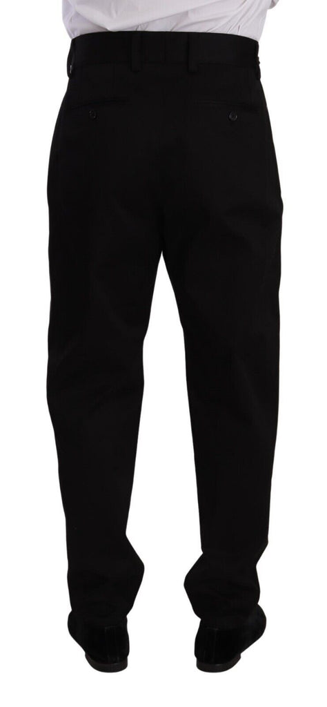 Dolce & Gabbana Black Cotton High Waist Men Trouser Dress Pants Dolce & Gabbana