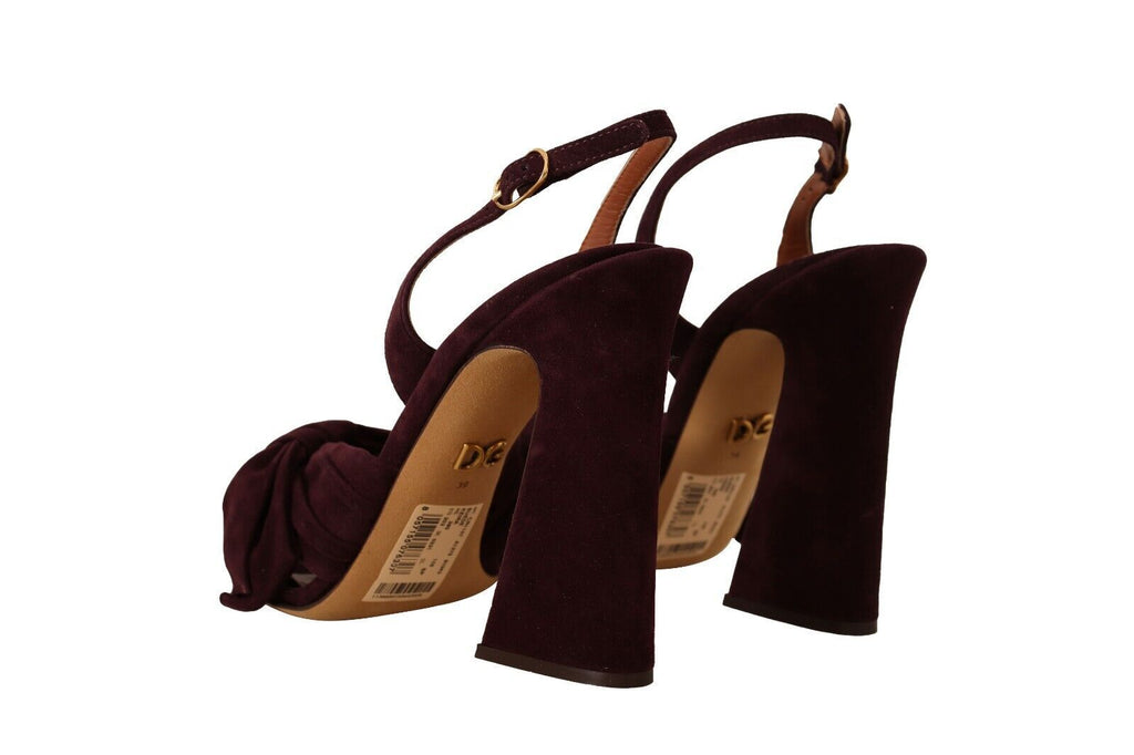 Dolce & Gabbana Dark Purple Suede Ankle Strap Sandals Shoes Dolce & Gabbana