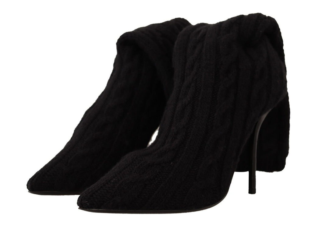 Dolce & Gabbana Black Stretch Socks Knee High Booties Shoes Dolce & Gabbana