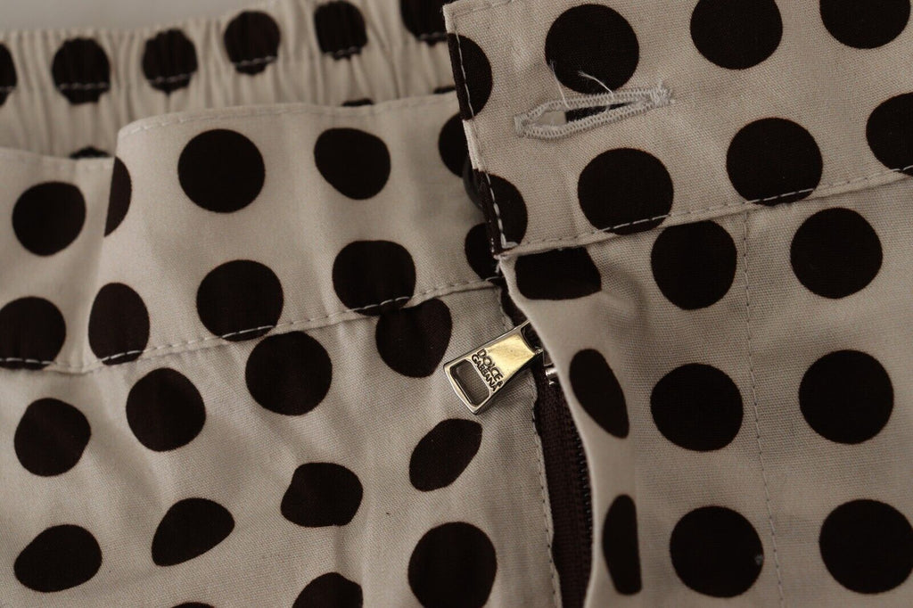 Dolce & Gabbana Black White Polka Dots Cotton Linen Shorts Dolce & Gabbana