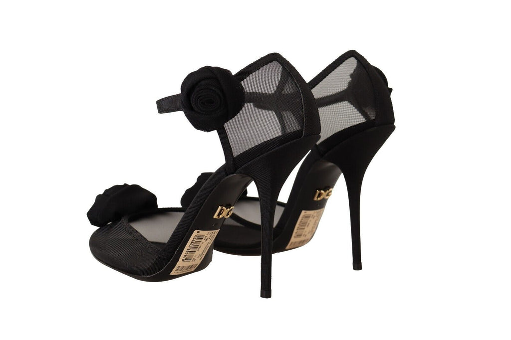 Dolce & Gabbana Black Mesh Ankle Strap High Heels Pumps Shoes Dolce & Gabbana