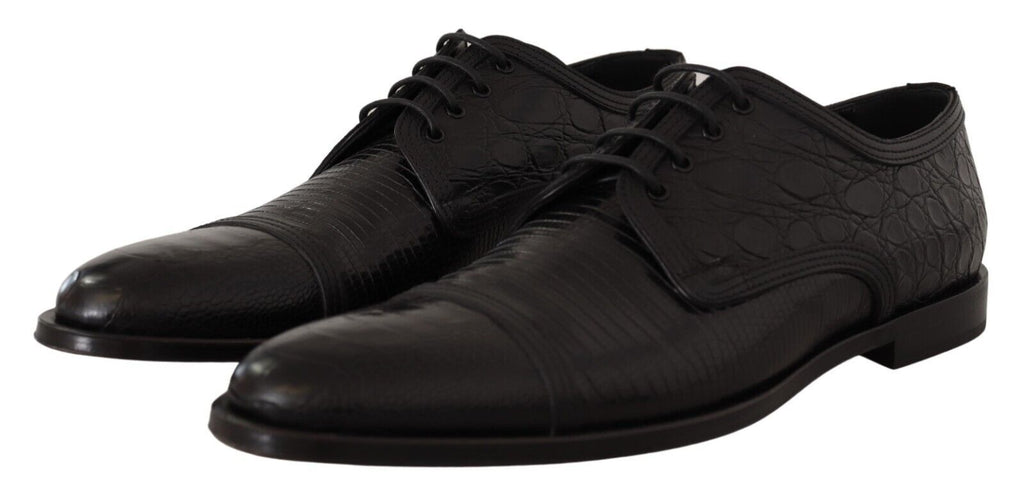Dolce & Gabbana Black Exotic Leather Lace Up Formal Derby Shoes Dolce & Gabbana