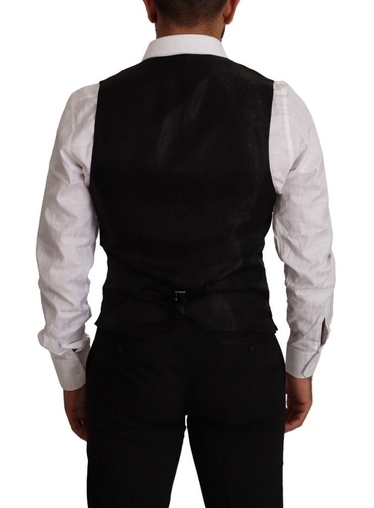 Dolce & Gabbana Black Wool Single Breasted Waistcoat Vest Dolce & Gabbana