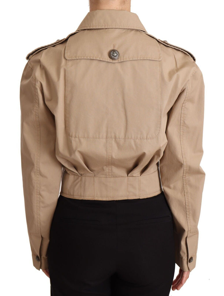 Dolce & Gabbana Beige Cropped Fitted Cotton Coat Jacket - Luxe & Glitz