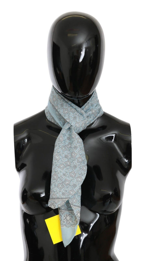 Ermanno Scervino Light Blue Bandana Wrap Shawl Foulard Scarf - Luxe & Glitz