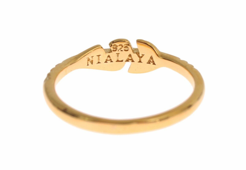 Nialaya Gold Clear CZ 925 Silver Ring Nialaya