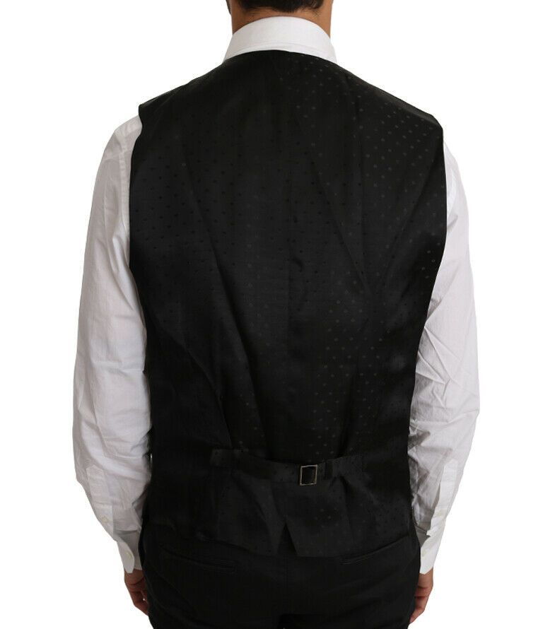 Dolce & Gabbana Black Solid Wool Silk Vest - Luxe & Glitz