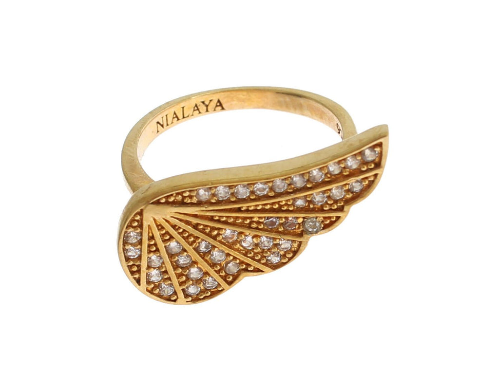 Nialaya Womens Clear CZ Gold 925 Silver Authentic Ring Nialaya