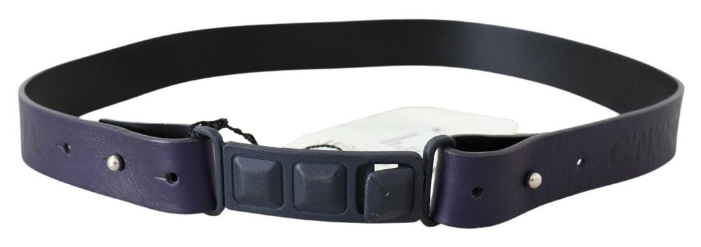 Costume National Black Leather Normal Logo Buckle Waist Belt - Luxe & Glitz