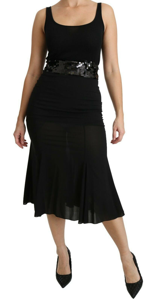 Dolce & Gabbana Black Mermaid High Waist Midi Silk Skirt - Luxe & Glitz