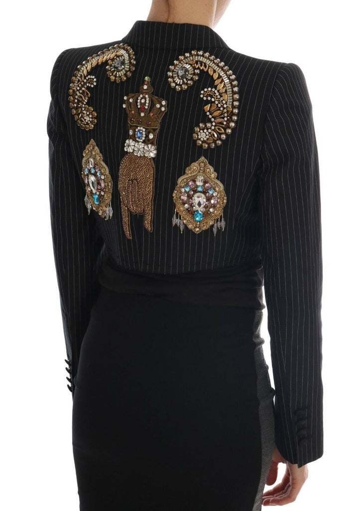 Dolce & Gabbana Black Crystal Fairy Tale Blazer Jacket Dolce & Gabbana