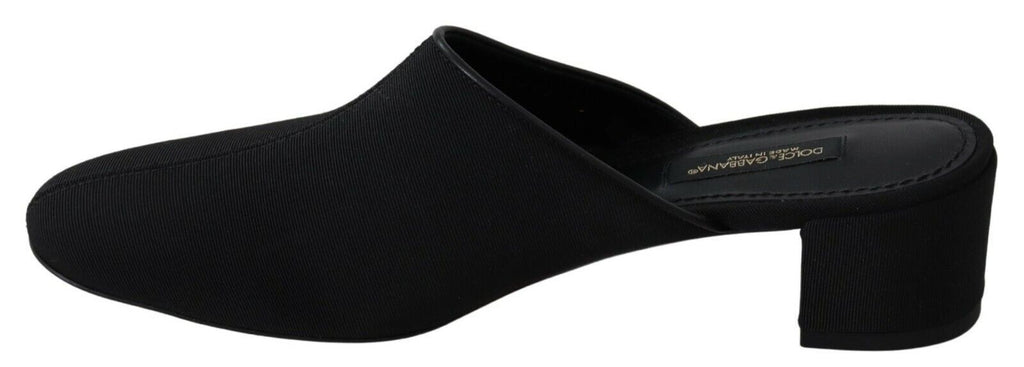Dolce & Gabbana Black Grosgrain Slides Sandals Women Shoes Dolce & Gabbana