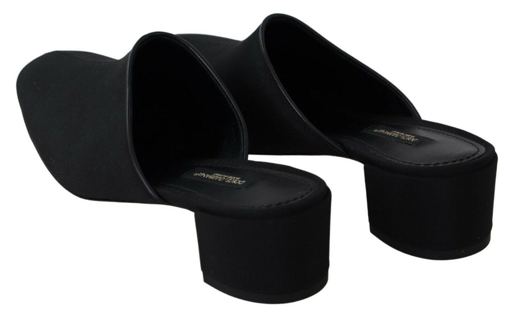 Dolce & Gabbana Black Grosgrain Slides Sandals Women Shoes Dolce & Gabbana