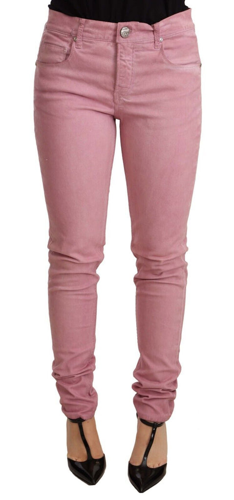 Acht Pink Cotton Slim Fit Women Denim Skinny Pants Acht