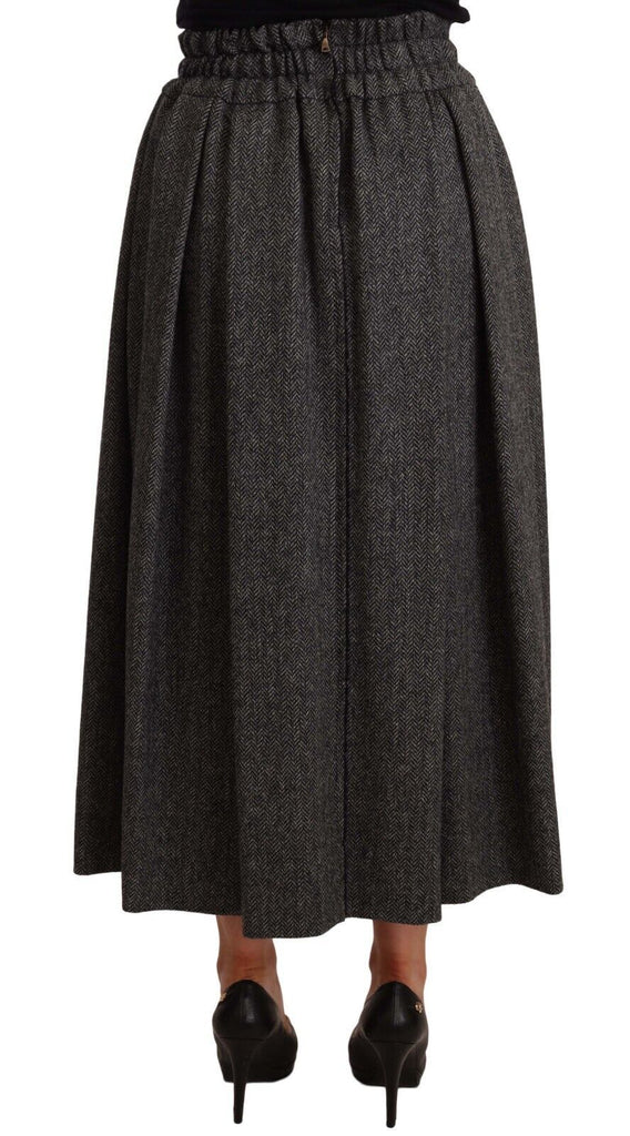 Dolce & Gabbana Gray Wool High Waist A-line PIECE Skirt Dolce & Gabbana