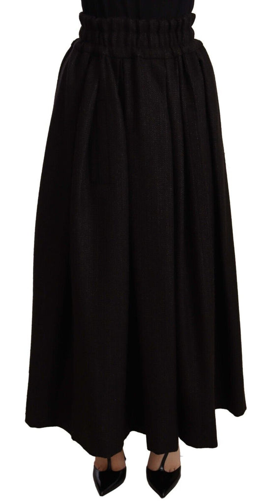 Dolce & Gabbana Black Wool High Waist Maxi PIECE Skirt Dolce & Gabbana