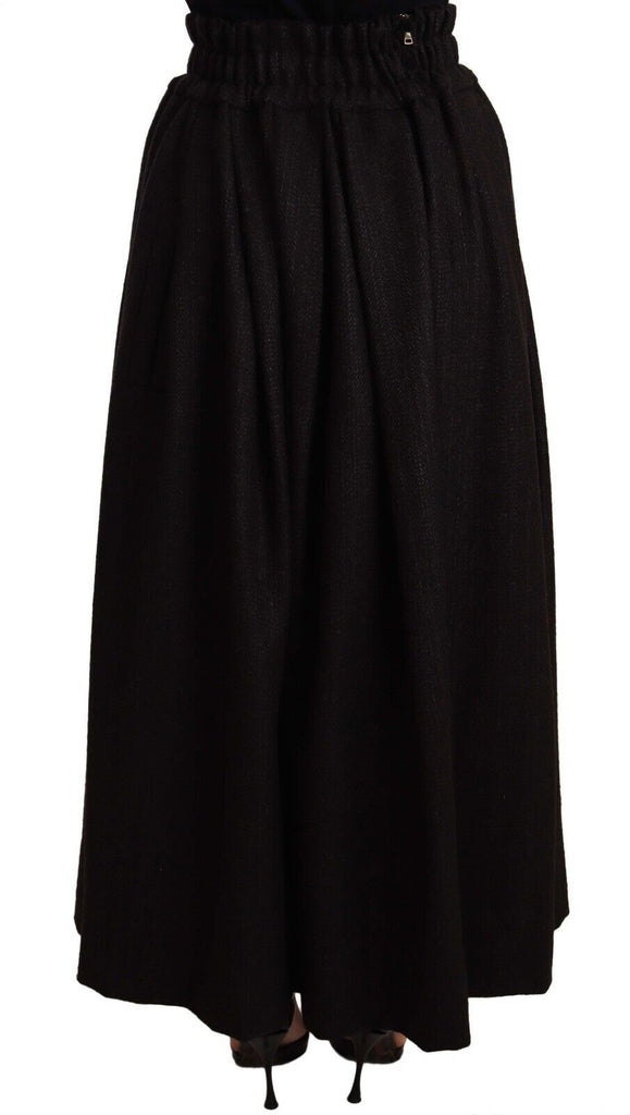 Dolce & Gabbana Black Wool High Waist Maxi PIECE Skirt Dolce & Gabbana
