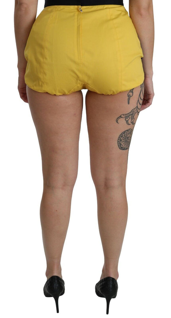 Dolce & Gabbana Yellow Black Cotton Jewelled Hot Pants Shorts Dolce & Gabbana