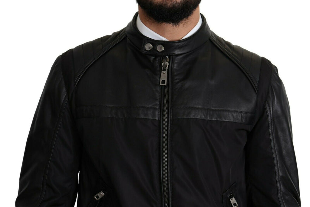 Dolce & Gabbana Black Nylon Full Zip Men Bomber Coat Jacket Dolce & Gabbana