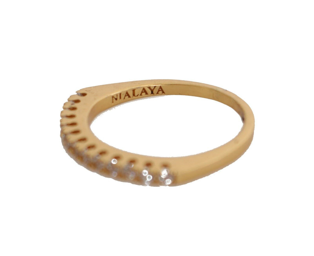 Nialaya Gold Authentic Womens Clear CZ Gold 925 Silver Ring Nialaya