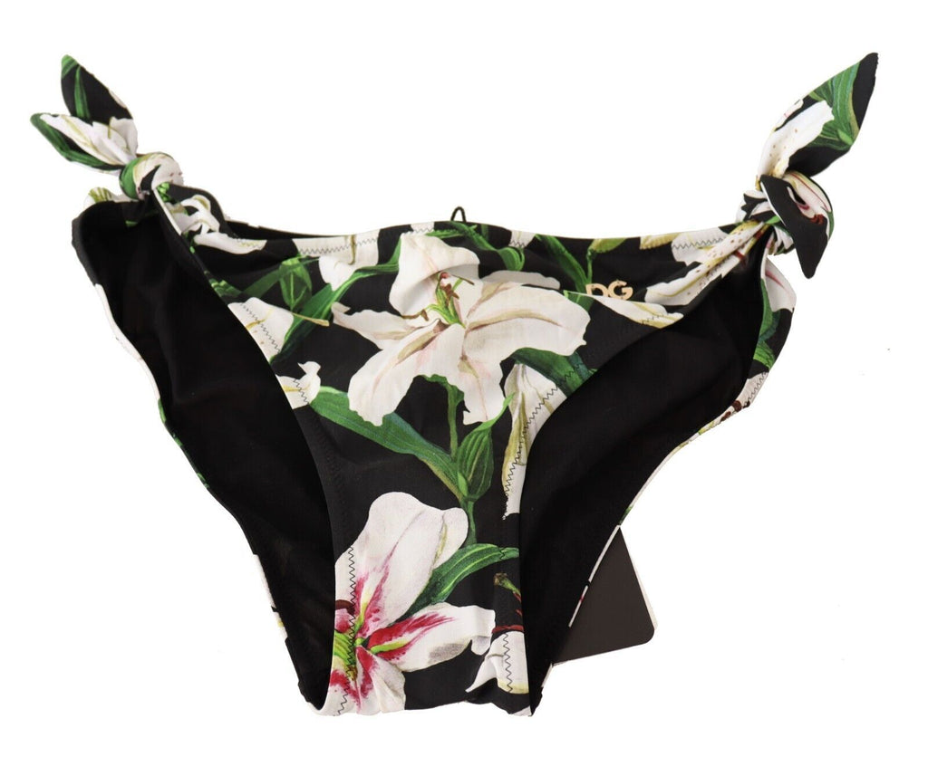 Dolce & Gabbana Bikini Bottom Black Lily Print Swimsuit Swimwear - Luxe & Glitz
