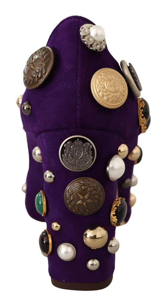 Dolce & Gabbana Purple Suede Embellished Pump Mary Jane Shoes Dolce & Gabbana
