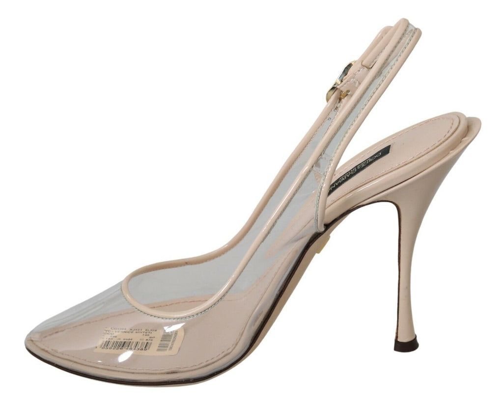 Dolce & Gabbana Slingback PVC Beige Clear High Heels Shoes Dolce & Gabbana