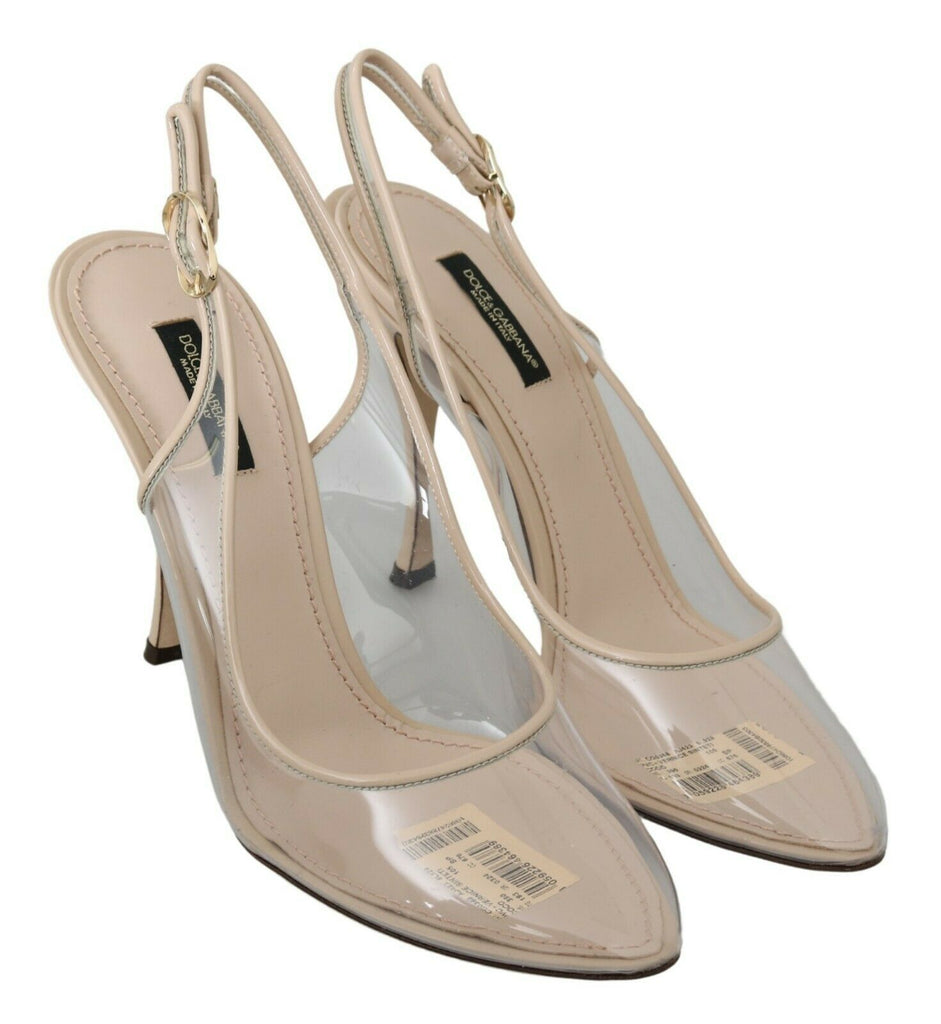 Dolce & Gabbana Slingback PVC Beige Clear High Heels Shoes Dolce & Gabbana