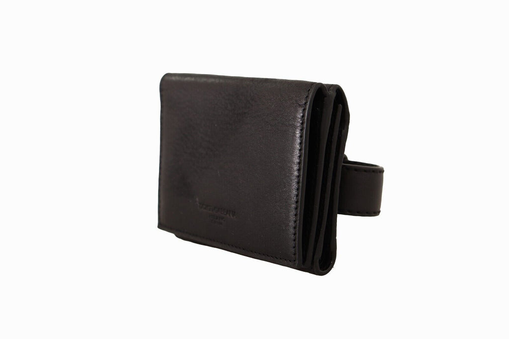 Dolce & Gabbana Black Leather Trifold Purse Multi Kit Belt Strap Wallet - Luxe & Glitz