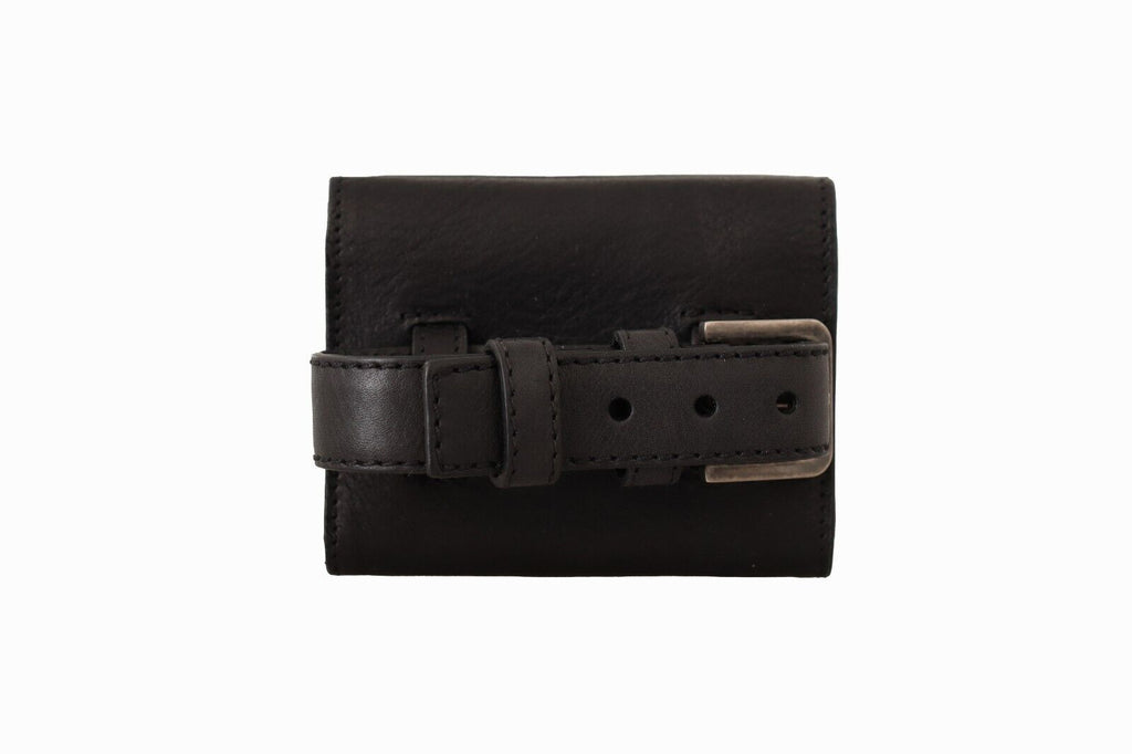 Dolce & Gabbana Black Leather Trifold Purse Multi Kit Belt Strap Wallet - Luxe & Glitz