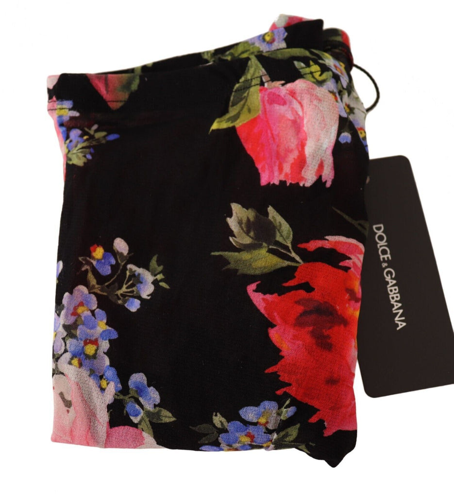 Dolce & Gabbana Black Floral Print Tights Nylon Stockings Dolce & Gabbana