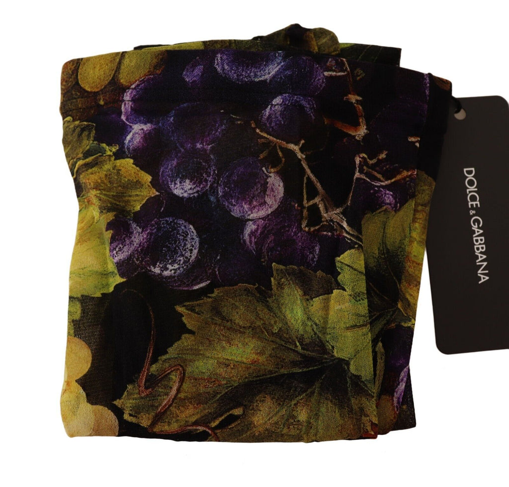 Dolce & Gabbana Black Grapes Print Stockings Tights Dolce & Gabbana