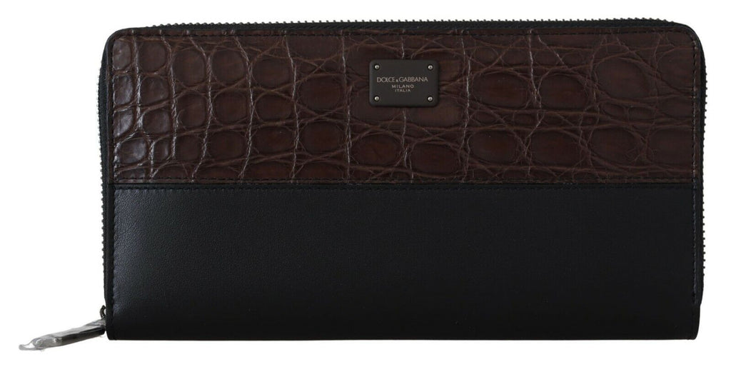 Dolce & Gabbana Black Zip Around Continental Clutch Exotic Leather Wallet - Luxe & Glitz