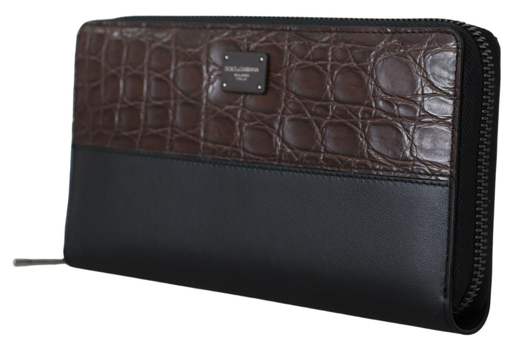 Dolce & Gabbana Black Zip Around Continental Clutch Exotic Leather Wallet - Luxe & Glitz